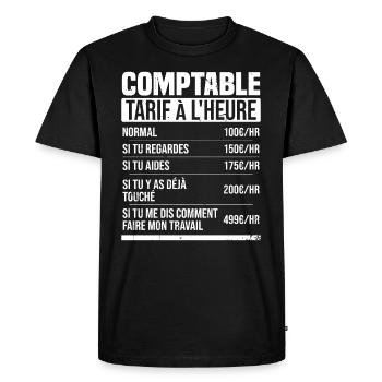 Comptable tarif à l'heure idée cadeau humour - T-shirt Premium bio Homme - noir - Devant - Nico (187cm)