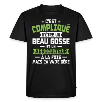 Bogosse et Agriculteur - T-shirt Premium bio Homme - noir - Devant - Nico (187cm)