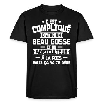 Bogosse et Agriculteur - T-shirt Premium bio Homme - noir - Devant - Nico (187cm)