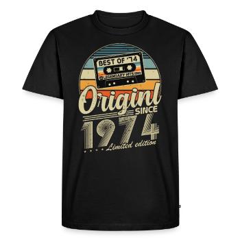Original depuis 1974 Vintage cadeau d’anniversaire - T-shirt Premium bio Homme - noir - Devant - Nico (187cm)