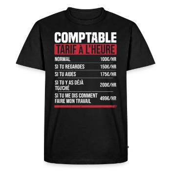 Comptable tarif à l'heure idée cadeau humour - T-shirt Premium bio Homme - noir - Devant - Nico (187cm)