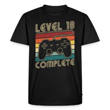 Niveau 18 Complet 18 ans Cadeau d’anniversaire - T-shirt Premium bio Homme - noir - Devant - Nico (187cm)