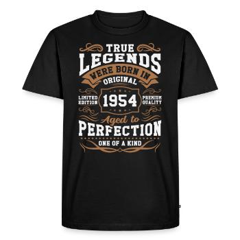 Legends Born in 1954 - Men's Premium Organic T-Shirt - black - Front - Nico (187cm)