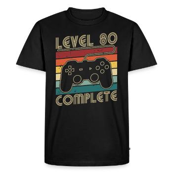 Level 80 Complete 80 Years Birthday Gift - Men's Premium Organic T-Shirt - black - Front - Nico (187cm)