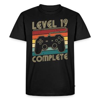 Niveau 19 Complet Cadeau d’anniversaire 19 ans - T-shirt Premium bio Homme - noir - Devant - Nico (187cm)
