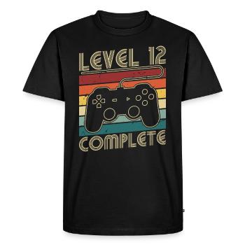 Niveau 12 Cadeau d’anniversaire complet pour les 12 ans - T-shirt Premium bio Homme - noir - Devant - Nico (187cm)