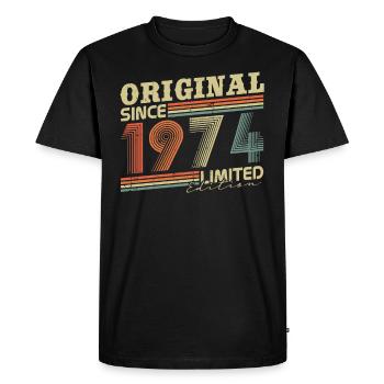 Original depuis 1974 Vintage cadeau d’anniversaire - T-shirt Premium bio Homme - noir - Devant - Nico (187cm)