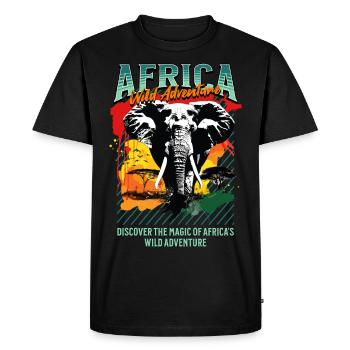 Afrique Éléphant Nature Aventure Sauvage Safari - T-shirt Premium bio Homme - noir - Devant - Nico (187cm)