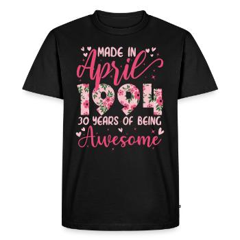 Avril 1994 Cadeau Anniversaire 30 Ans Pour Femme - T-shirt Premium bio Homme - noir - Devant - Nico (187cm)
