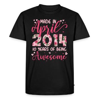 Avril 2014 Cadeau Anniversaire 10 Ans Pour filles - T-shirt Premium bio Homme - noir - Devant - Nico (187cm)