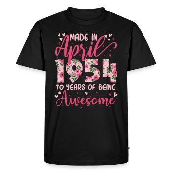 Avril 1954 Cadeau Anniversaire 70 Ans Pour Femme - T-shirt Premium bio Homme - noir - Devant - Nico (187cm)