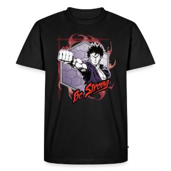 Be Strong - Anime Fighter - Men's Premium Organic T-Shirt - black - Front - Nico (187cm)