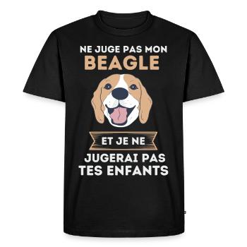 Ne juge pas mon beagle - T-shirt Premium bio Homme - noir - Devant - Nico (187cm)