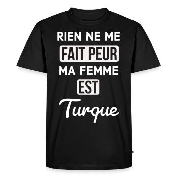 Ma femme est turque - T-shirt Premium bio Homme - noir - Devant - Nico (187cm)