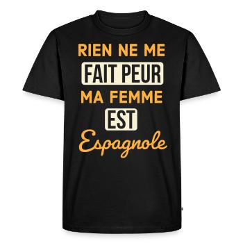 Ma femme est espagnole - T-shirt Premium bio Homme - noir - Devant - Nico (187cm)