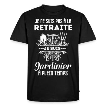 Jardinier retraité 1 - T-shirt Premium bio Homme - noir - Devant - Nico (187cm)