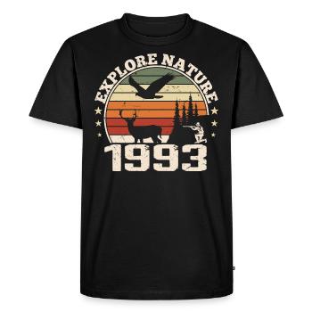 Cadeau Anniversaire 1993 Classique Chasseur 1993 - T-shirt Premium bio Homme - noir - Devant - Nico (187cm)