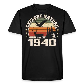 1940's Classic Hunter 1940's Anniversary Gift - Men's Premium Organic T-Shirt - black - Front - Nico (187cm)