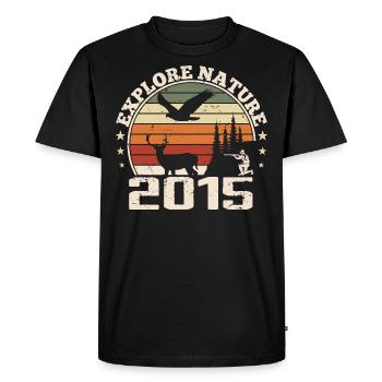 Cadeau Anniversaire 2015 Classique Chasseur 2015 - T-shirt Premium bio Homme - noir - Devant - Nico (187cm)