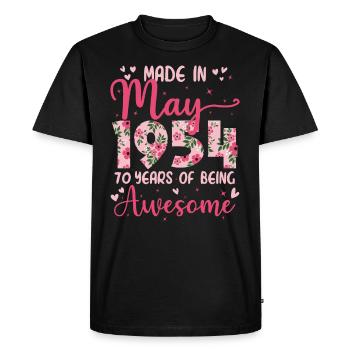 Mai 1954 Cadeau Anniversaire 70 Ans Pour Femme - T-shirt Premium bio Homme - noir - Devant - Nico (187cm)