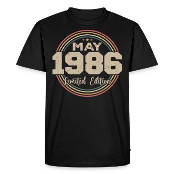 Mai 1986 Vintage Nées En Mai 1986 Anniversaire - T-shirt Premium bio Homme - noir - Devant - Nico (187cm)