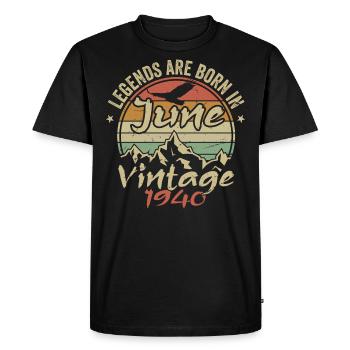 Birthday June 1940 Born June 1940 Retro 1940's - Men's Premium Organic T-Shirt - black - Front - Nico (187cm)