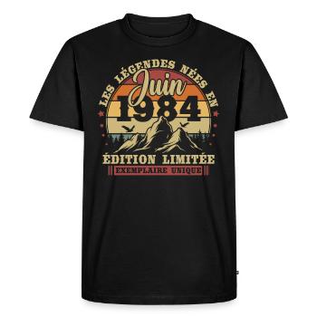 Vintage Juin 1984 Rétro Cadeau D'anniversaire - T-shirt Premium bio Homme - noir - Devant - Nico (187cm)
