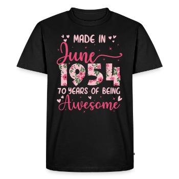 Juin 1954 Cadeau Anniversaire 70 Ans Pour Femme - T-shirt Premium bio Homme - noir - Devant - Nico (187cm)