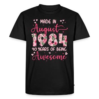 Août 1984 Cadeau Anniversaire 40 Ans Pour Femme - T-shirt Premium bio Homme - noir - Devant - Nico (187cm)