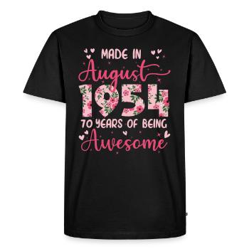 Août 1954 Cadeau Anniversaire 70 Ans Pour Femme - T-shirt Premium bio Homme - noir - Devant - Nico (187cm)