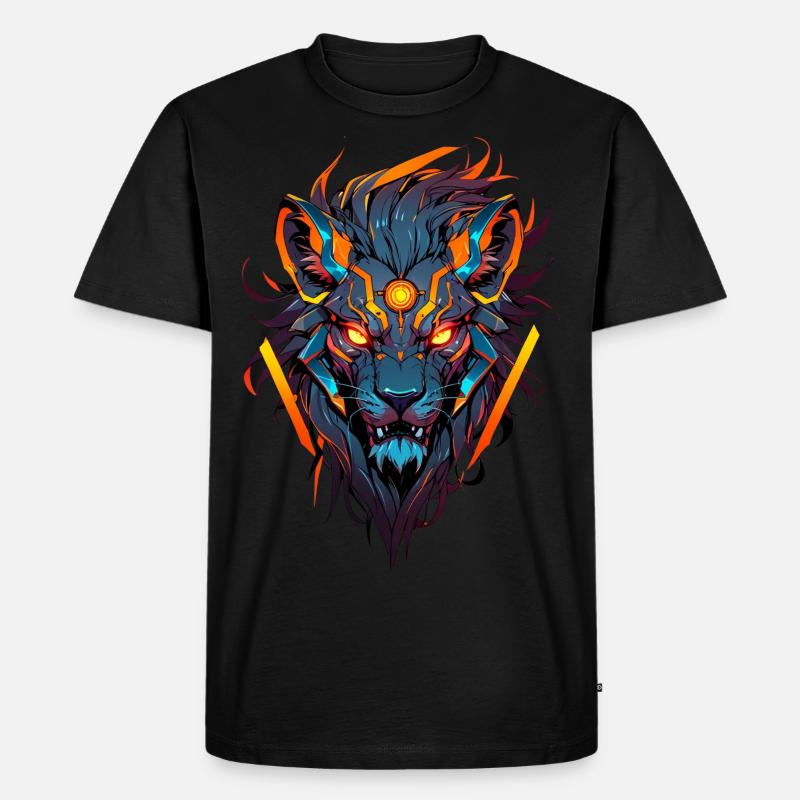 Löwe, Löwenkopf - Männer Premium Bio T-Shirt - Schwarz