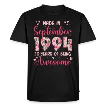 Septembre 1994 Anniversaire 30 Ans Pour Femmes - T-shirt Premium bio Homme - noir - Devant - Nico (187cm)