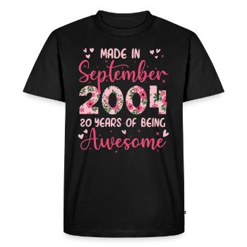 Septembre 2004 Anniversaire 20 Ans Pour Les Filles - T-shirt Premium bio Homme - noir - Devant - Nico (187cm)