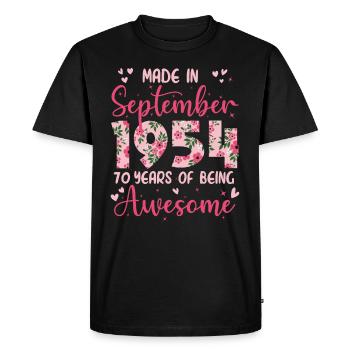 Septembre 1954 Anniversaire 70 Ans Pour Femmes - T-shirt Premium bio Homme - noir - Devant - Nico (187cm)