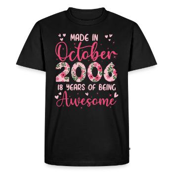 Octobre 2006 Anniversaire 18 Ans Pour filles - T-shirt Premium bio Homme - noir - Devant - Nico (187cm)