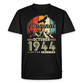 Original October 1944 Vintage Birthday - Men's Premium Organic T-Shirt - black - Front - Nico (187cm)
