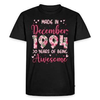 Décembre 1994 Anniversaire 30 Ans Pour Femmes - T-shirt Premium bio Homme - noir - Devant - Nico (187cm)