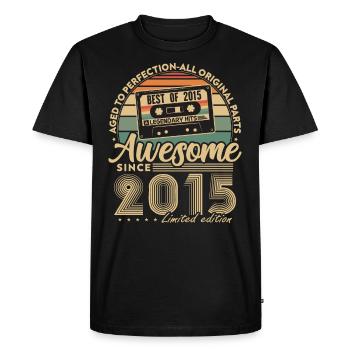 Millésime 2015 Cadeau d’anniversaire Né 2015 - T-shirt Premium bio Homme - noir - Devant - Nico (187cm)