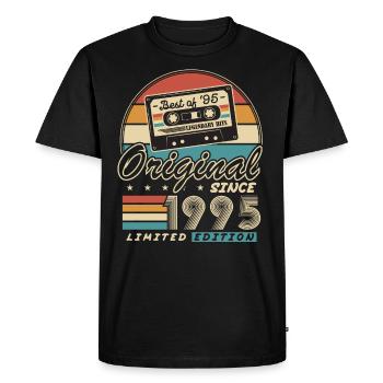 Original Since 1995 Vintage Gift Birthday - Men's Premium Organic T-Shirt - black - Front - Nico (187cm)