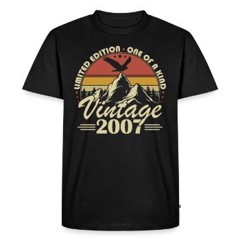 Vintage 2007 Cadeau Anniversaire Née en 2007 - T-shirt Premium bio Homme - noir - Devant - Nico (187cm)