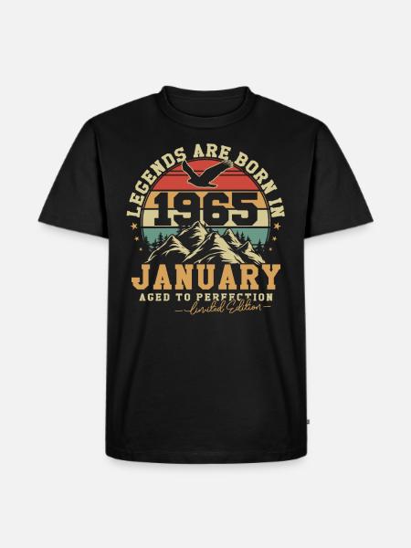 Januar 1965 Vintage fødselsdag 1965 Gave - Herre Premium økologisk T-shirt - sort