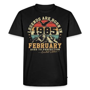 Février 1985 Vintage Anniversaire 1985 Cadeau - T-shirt Premium bio Homme - noir - Devant - Nico (187cm)