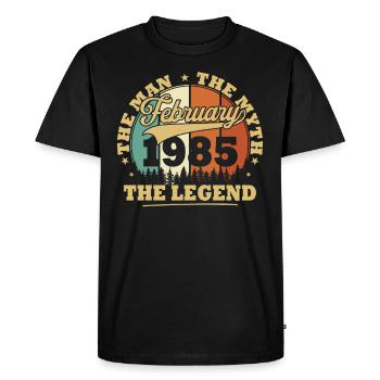 Millésime Février 1985 Cadeau d’anniversaire 40 ans - T-shirt Premium bio Homme - noir - Devant - Nico (187cm)