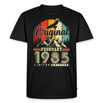 Original Février 1985 Vintage Anniversaire - T-shirt Premium bio Homme - noir - Devant - Nico (187cm)