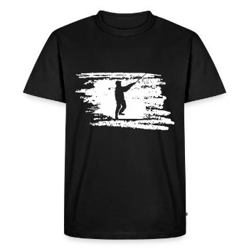Pêcher - Fisherman - Pêche - T-shirt Premium bio Homme - noir - Devant - Nico (187cm)