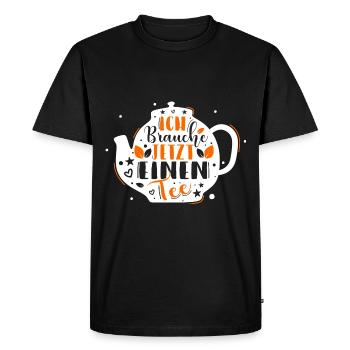 Funny cozy organic tea drinker saying design - Men's Premium Organic T-Shirt - black - Front - Nico (187cm)
