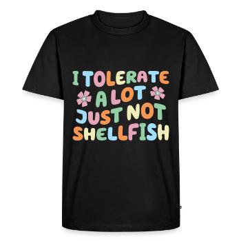 Je tolère beaucoup de choses, mais pas les crustacés - T-shirt Premium bio Homme - noir - Devant - Nico (187cm)