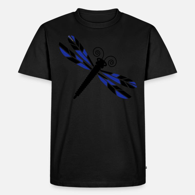 Libellen-Mosaik - Männer Premium Bio T-Shirt - Schwarz