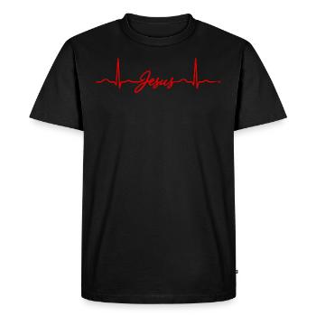 Battement de coeur de Jésus - T-shirt Premium bio Homme - noir - Devant - Nico (187cm)