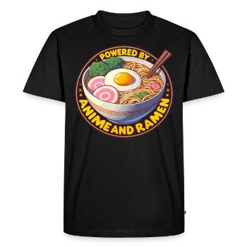 Powered By Anime And Ramen - Men's Premium Organic T-Shirt - black - Front - Nico (187cm)